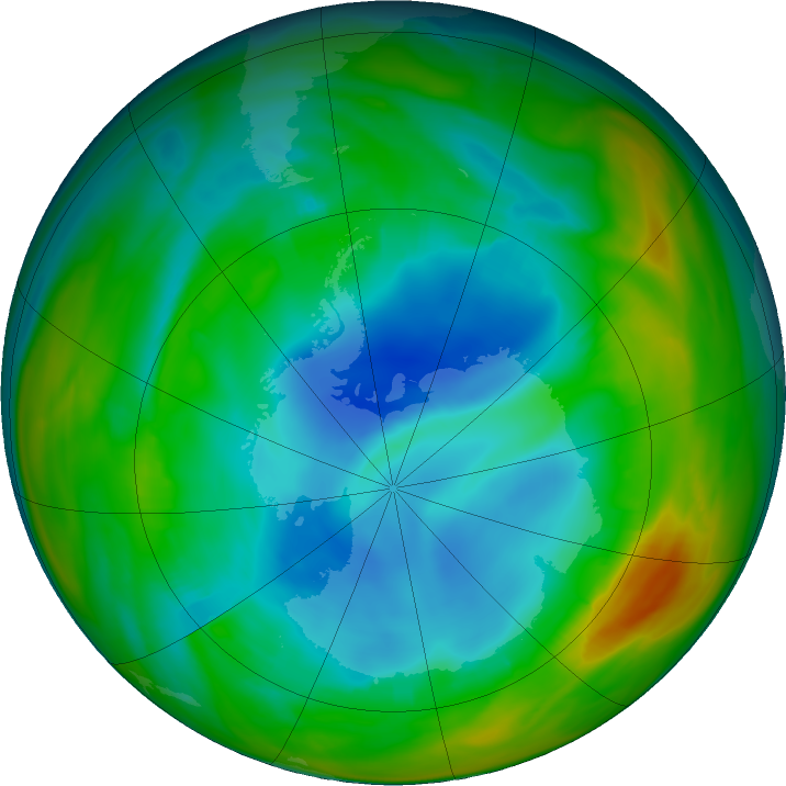 Antarctic ozone map for 27 July 2019